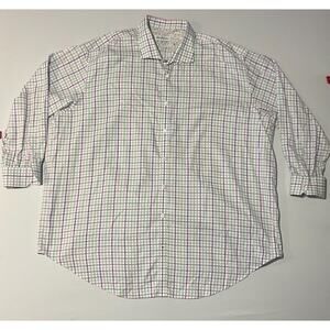 Robert Graham X Mens White w/Color Checks Casual Dress Shirt 20 34/35 Big 50